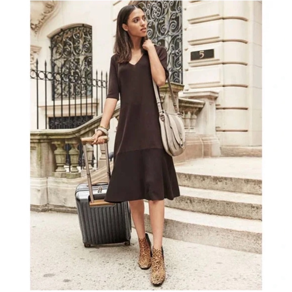 Eileen fisher tencel short sleeve vneck midi dress